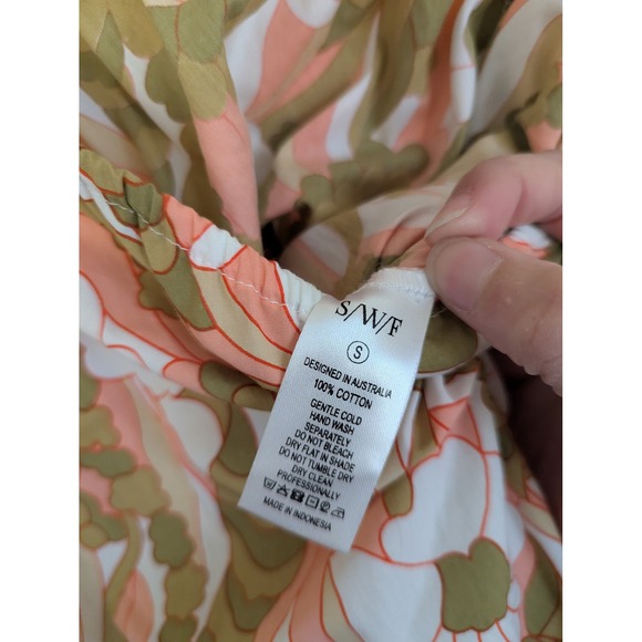 SWF one shoulder puff sleeve floral maxi dress size M resort chic - Picture 6 of 6